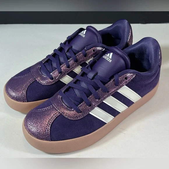 🆕Adidas VL Court 3.0 in the colors Aurora Plum/Zero Metalic/Pink Gum - Size:US 5 - Picture 7 of 17